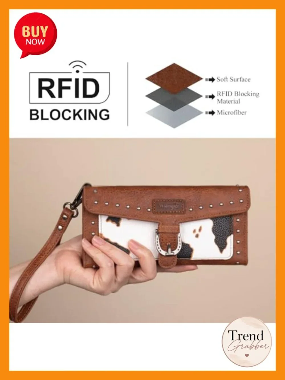 Montana West Wrangler Western Wristlet RFID Wallet with Detachable Card Holder